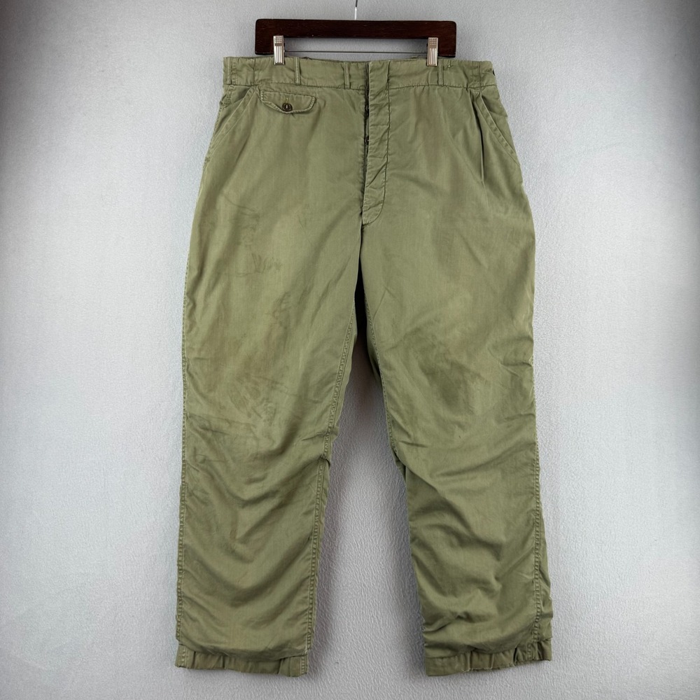 Vintage 50s Military Pants Mens Fits 36x29 WL-1 Flight Trouser Wool Lined Green
